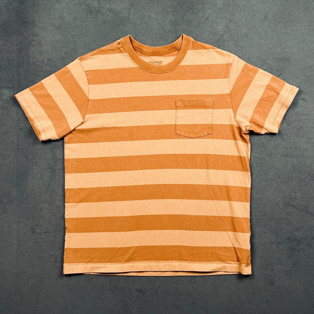 Patagonia Shirt Mens XL Orange Striped Organic Cotton Midweight Pocket Tee 52370
